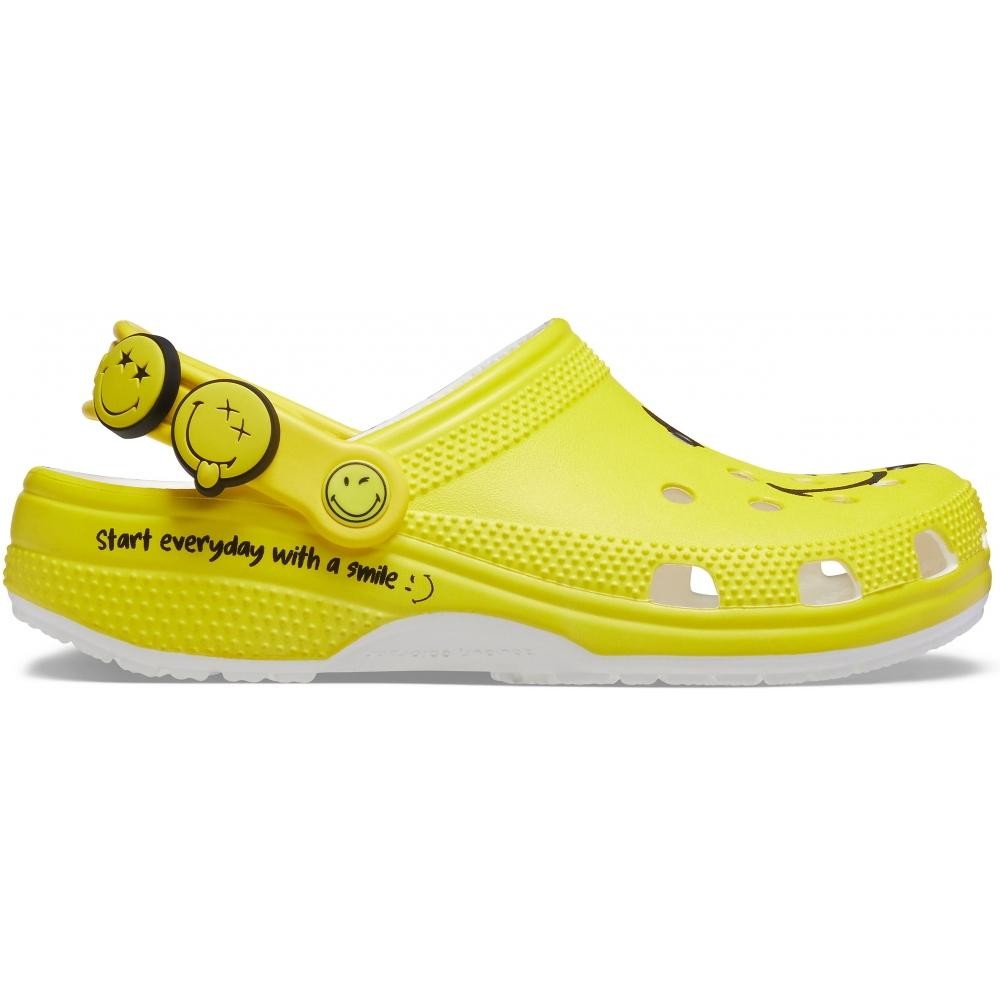 Saboti Crocs Classic Smiley 2 Clog Alb - White/Multi - imagine 6